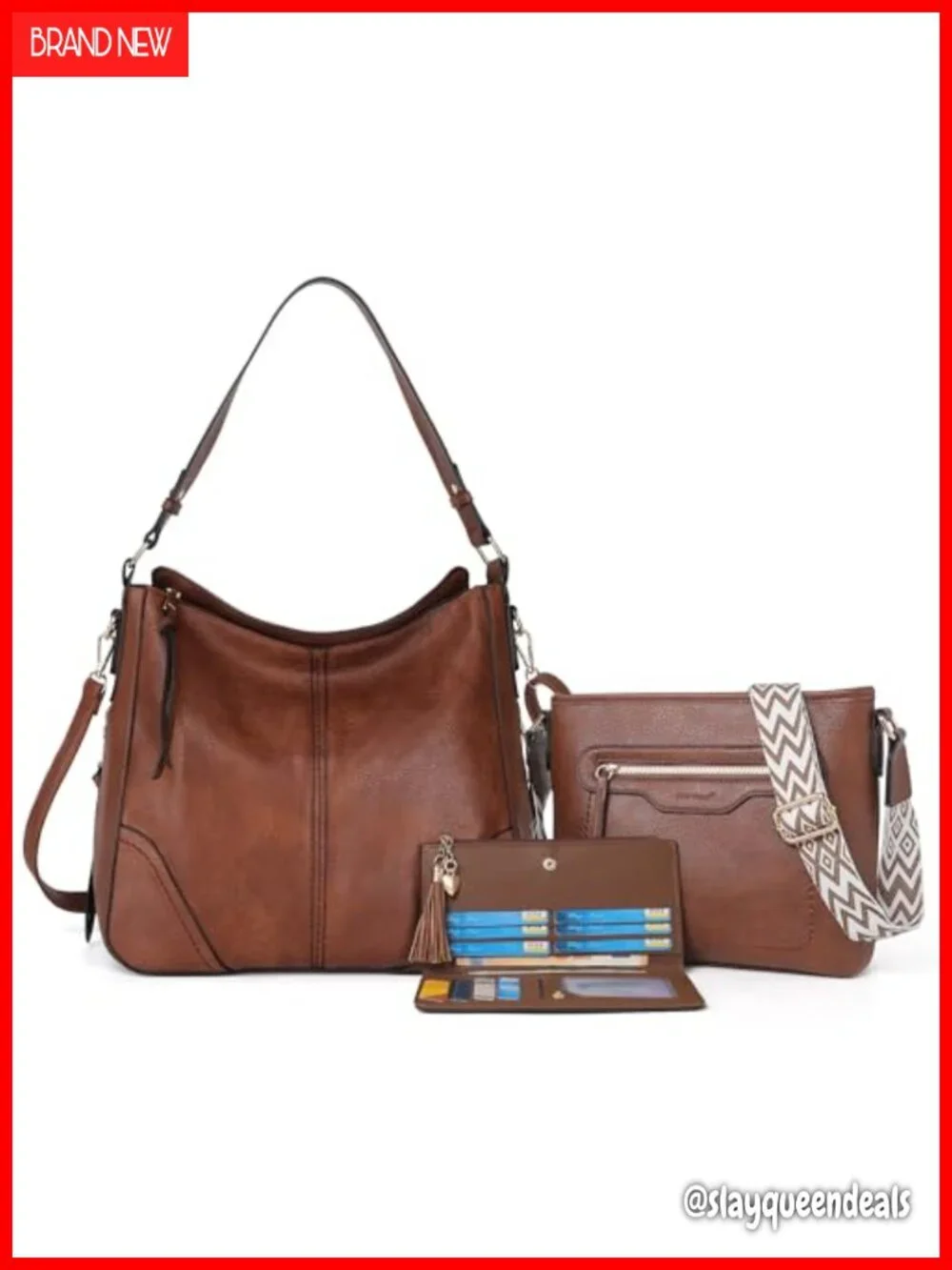 PU Leather Crossbody Bags Set Shoulder Handbags Purse with Wallet Tote Hobo 3PCS